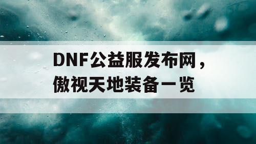 DNF公益服发布网，傲视天地装备一览