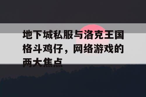 地下城私服与洛克王国格斗鸡仔，网络游戏的两大焦点