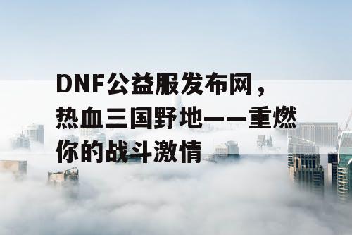 DNF公益服发布网，热血三国野地——重燃你的战斗激情